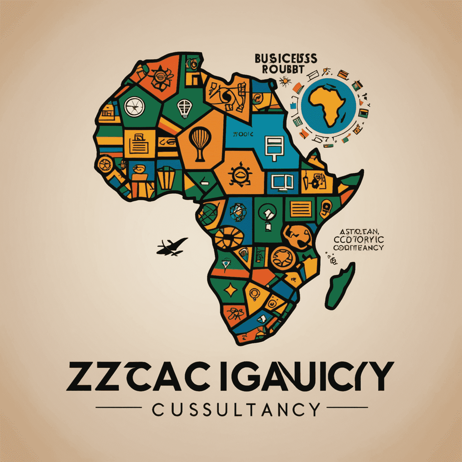 ZAConsultancy logo featuring a stylized African continent with business icons