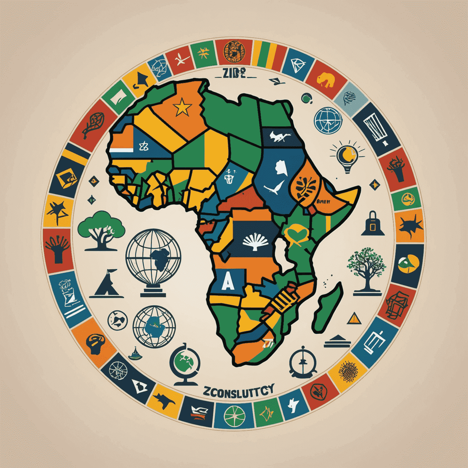 ZAConsultancy logo featuring a stylized African continent with business icons