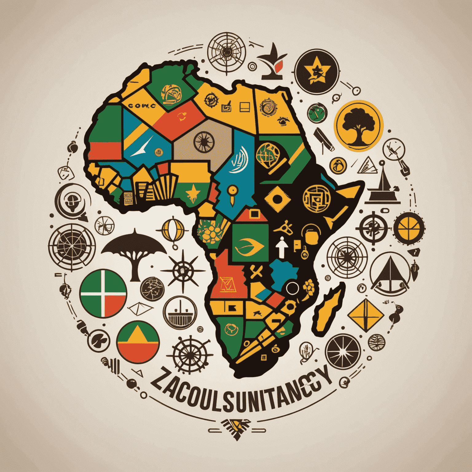 ZAConsultancy logo featuring a stylized African continent with business icons