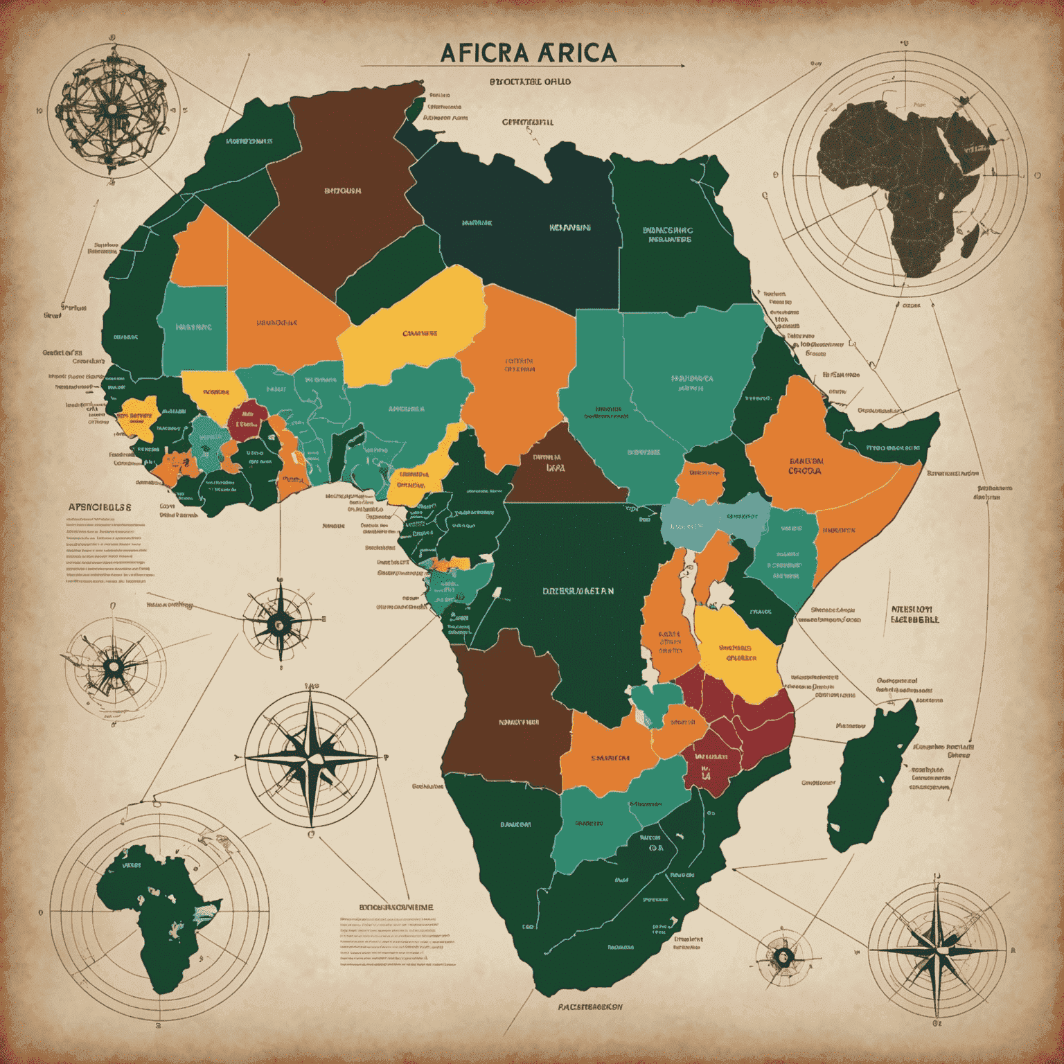 A map of Africa with interconnected nodes representing various local businesses and stakeholders across the continent