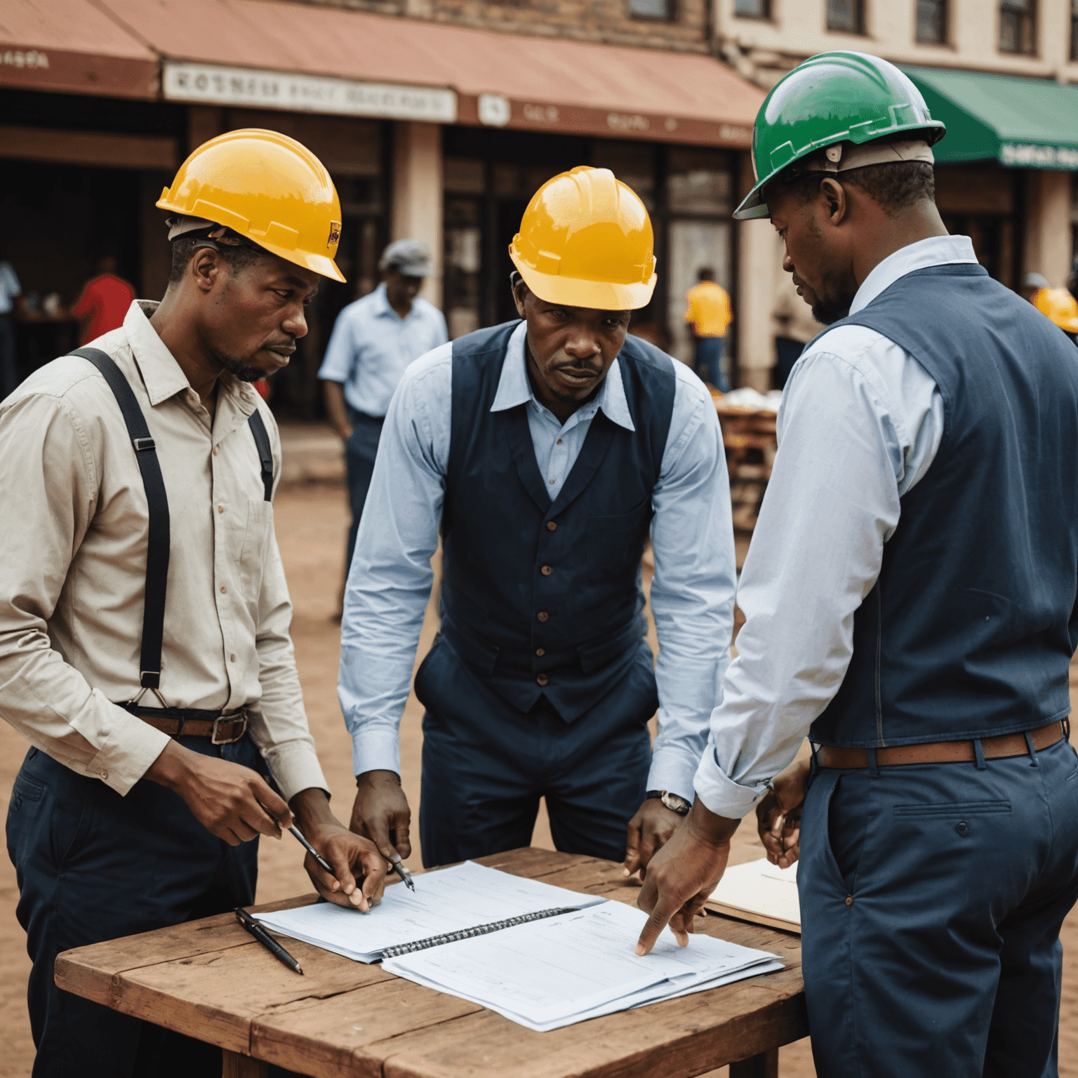 South African workers and business owners discussing new labor regulations