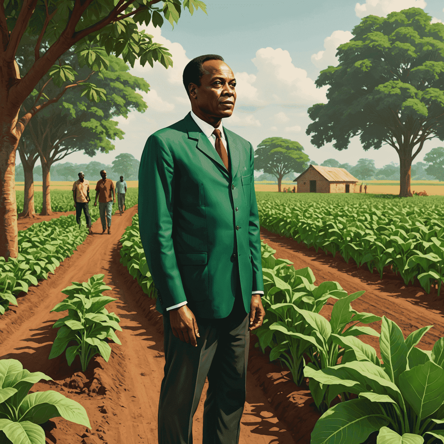 Kwame Nkrumah, founder of Green Farms Africa, inspecting a sustainable farming project in Ghana